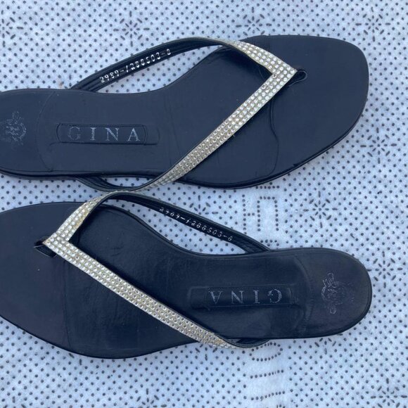 Gina Women Flat Diamante Sandals Ladies Thong Rhinestones Flip Flops Summer Shoe - Picture 4 of 10